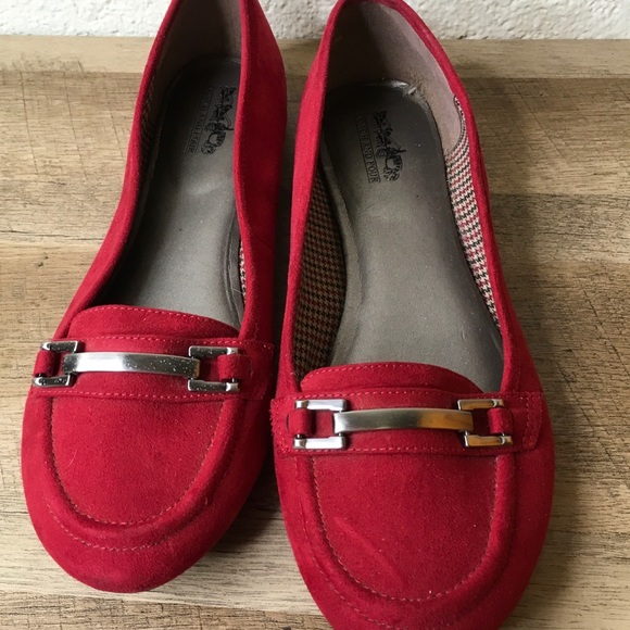 red suede flat shoes